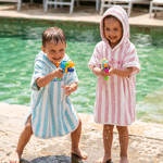 Personalized Embroidered Name Stripe Quick-Dry Absorbent Hooded Beach Towel Pool Party Travel Birthday Gift for Kids Boys Girls