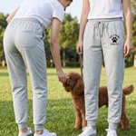 Personalized Paw Print Walking Dog Comfortable Pocket Drawstring Sports Sweatpants with Name Birthday Gift Dog Owners