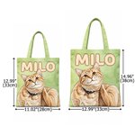 Borsa tote in tela personalizzata con ritratto ad acquerello e nome - Regalo di compleanno per amanti degli animali