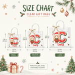 Personalized Christmas Theme Cartoon Character Photo Transparent Gift Bag with Name Initial and Bow Christmas Gift for Kids