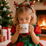 Personalized Cute Snowman Santa Claus 12 oz Enamel Mug with Name Daily Use Christmas Party Gift for Children