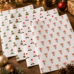 Personalized Christmas-Theme Pattern Wrapping Paper Set of 3 with Name Christmas Party Favor Gift for Kids Friends