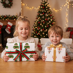 Personalized Christmas-Theme Pattern Wrapping Paper Set of 3 with Name Christmas Party Favor Gift for Kids Friends