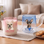 Personalized My Best Friend Pet Photo Giadient Glass Mug with Name and 3D-Style Heart Ornament Birthday Gift for Pet Lover Friend