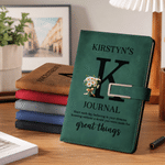 Personalized Birth Flower A5 PU Leather Journal Notebook with Name Daily Use Christmas Birthday Gift for Women Friends
