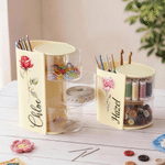 Boîte de rangement personnalisée pour crochets à plusieurs niveaux, transparente et pivotante, décorée d'une aquarelle représentant la fleur de naissance, avec prénom : cadeau d'anniversaire ou de fêt