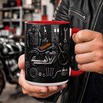 Personalised Motorbike Theme 11 oz 15 oz Ceramic Mug with Name Daily Use Birthday Gift for Motorbike Riders Biker Enthusiasts