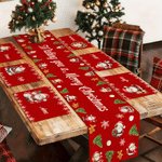 Personalized Christmas Theme Santa Snowflake Bell Table Runner Placemats Set with Name Dining Table Decor Christmas Holiday Gift for Family Friend