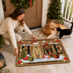 Paillasson de Noël personnalisé avec portrait festif de votre animal de compagnie et photo – Décoration d’intérieur – Cadeau de Noël pour les familles possédant un animal de compagnie