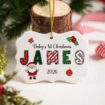Ornement de Noël personnalisé Père Noël Alphabet Élément de Noël Forme irrégulière Ornement en céramique avec nom Cadeau de Noël pour la famille Amis