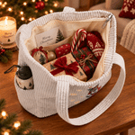 Personalised Christmas Sock Initial Large Capacity Corduroy Tote Bag with Name Travel Essential Christmas Gift for Family Friend