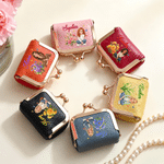 Personalized Birth Flower Cartoon Character Photo Portable PU Leather Mini Jewelry Case with Kiss Lock and Name Daily Use Birthday Gift for Women