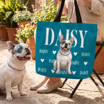 Personalized Trendy Comic Style Photo Large Capacity Tote Bag with Name and Zipper Daily Use Travel Birthday Gift for Pet Owners Lovers