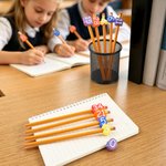 Personalised 3D Printed Cloud Number Name Pencil Toppers Set of 15 with Storage Bag Back to School Classroom Gift for Teachers Students 7