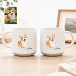Tasse à café en céramique personnalisée avec portrait d'animal de compagnie à l'aquarelle et prénom – Cadeau d'anniversaire pour un usage quotidien destiné aux propriétaires d'animaux et aux amoureux 