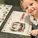 Personalized Christmas Theme Santa Snowflake Bell Table Runner Placemats Set with Name Dining Table Decor Christmas Holiday Gift for Family Friend