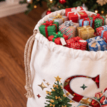 Personalized Santa Claus Snowman Christmas Tree Drawstring Canvas Gift Bag with Name and Initial Christmas Gift for Kids Family