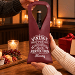 Spersonalizowana torba na wino z imitacji skóry PU z etykietą w stylu vintage, z imieniem i rokiem – prezent na emeryturę, rocznicę lub urodziny dla taty, miłośnika wina