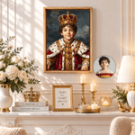 Personalized Classicism Oil Painting Style Kid Photo Canvas Prints with Name Home Decor Birthday Gift for Boys Girls