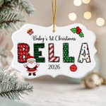 Ornement de Noël personnalisé Père Noël Alphabet Élément de Noël Forme irrégulière Ornement en céramique avec nom Cadeau de Noël pour la famille Amis