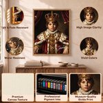 Personalized Classicism Oil Painting Style Kid Photo Canvas Prints with Name Home Decor Birthday Gift for Boys Girls