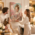 Personalized Classicism Oil Painting Style Kid Photo Canvas Prints with Name Home Decor Birthday Gift for Boys Girls