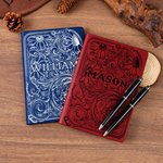 Personalised Western Style Floral PU Leather Journal Notebook with Name and Pen Daily Use Birthday Gift for Cowgirl Cowboy