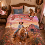 Individuell gestaltete Vintage-Cowgirl-Decke mit Pferdemotiv und Namen – weiche Kuscheldecke für den täglichen Gebrauch, als Geburtstags- oder Weihnachtsgeschenk für Mädchen, Töchter und Pferdeliebhab