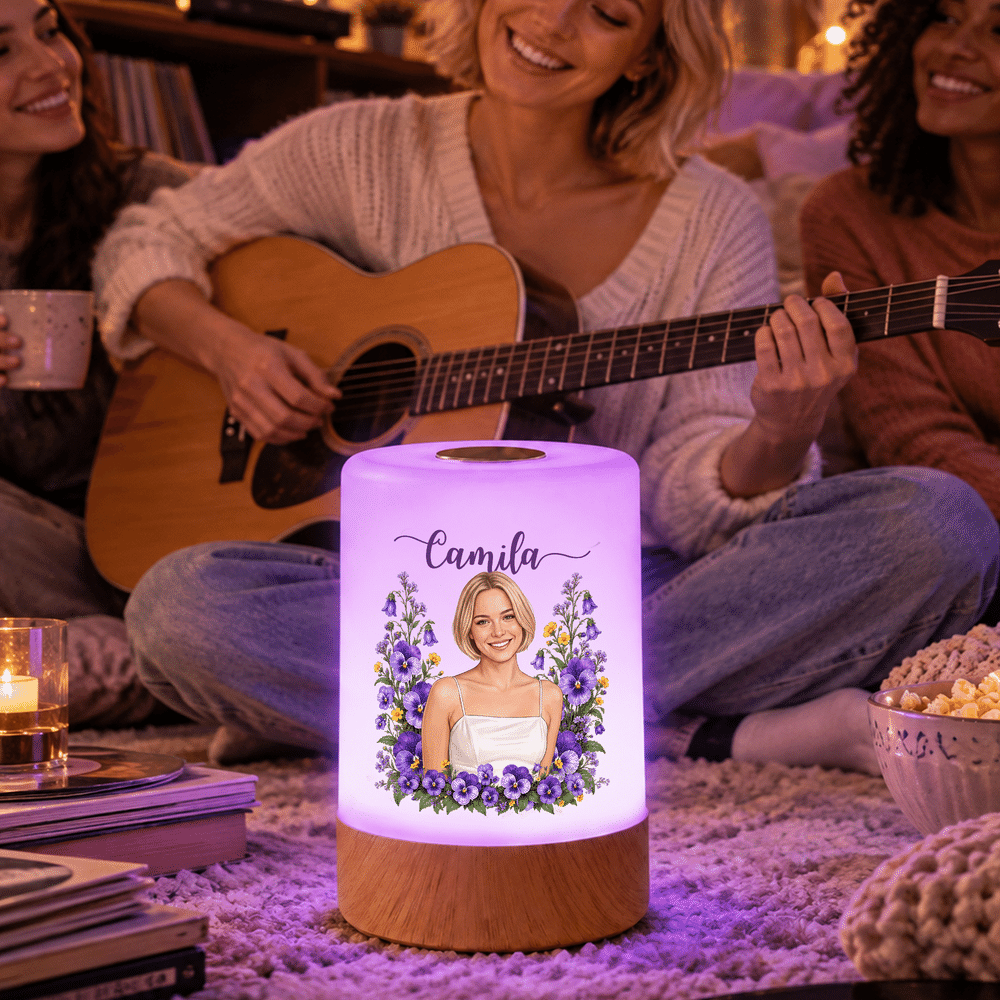 Personalised Birth Flower Aesthetic Portrait Dimmable Touch Control LED Night Light with Name Bedroom Decor Birthday Gift for Book Lover Bookworm 4