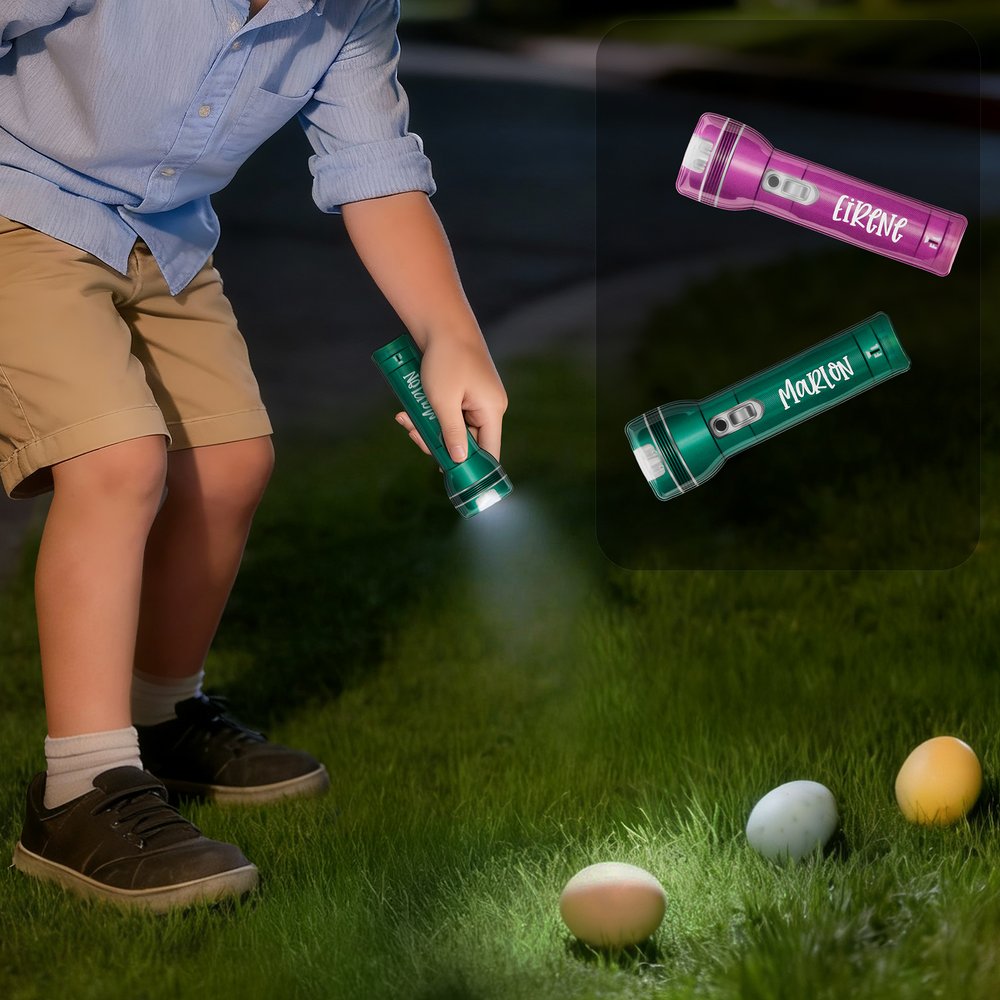 Lampe torche magnétique plate, portable et multicolore, personnalisée avec prénom – À utiliser la nuit – Cadeau pour la chasse aux œufs de Pâques – Cadeau d'anniversaire pour garçons et filles 6
