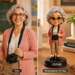 Personalisierte 3D-Lehrerfigur mit Lehrerfoto & Namen | mit Sockel | Schreibtischdeko | Geschenk zum Lehrertag Schulanfang und Geburtstag für Lehrer