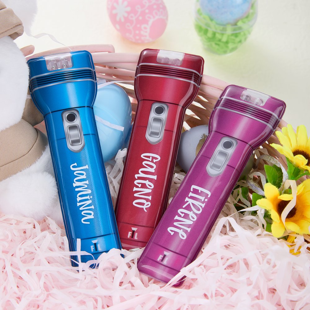 Lampe torche magnétique plate, portable et multicolore, personnalisée avec prénom – À utiliser la nuit – Cadeau pour la chasse aux œufs de Pâques – Cadeau d'anniversaire pour garçons et filles 4