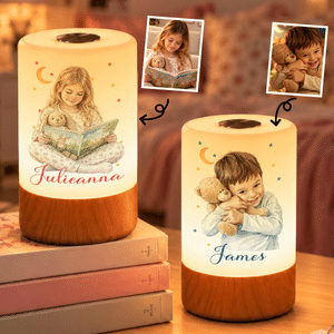 Luce notturna personalizzata in stile acquerello con foto del bambino, stelle, intensità regolabile, telecomando touch e nome; decorazione per la cameretta; regalo di compleanno o per baby shower per 
