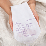 Personalised Handwritten Photo Lace Cotton Wedding Handkerchief Wedding Keepsake Gift for Bride