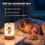 Personalisiertes Nachtlicht im Buntglas-Stil | mit Geburtsblume & Namen | dimmbar & farbwechselnd | Fernbedienung | Deko & Geschenk für Mama & Familie