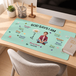 Tapis de souris antidérapant personnalisé avec illustration en 3D, motif cartoon, photo, fleur de naissance et nom – Accessoires de bureau – Cadeau de Noël ou de baptême pour les chrétiens