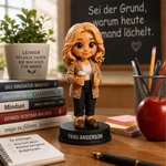 Personalisierte 3D-Lehrerfigur mit Lehrerfoto & Namen | mit Sockel | Schreibtischdeko | Geschenk zum Lehrertag Schulanfang und Geburtstag für Lehrer