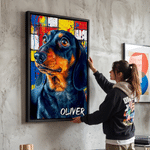 Personlig abstrakt kunst med strukturert skyggelegging – lerretstrykk av kjæledyrbilder med navn – interiørdekorasjon – sendes fra USA – bursdagsgave til kjæledyrseiere 6