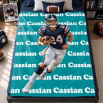 Personalized Oil Painting American Football Player Portrait Soft Throw Blanket with Name Bedroom Decor Birthday Gift for Rugby Players Teenagers