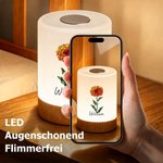 Personalisiertes Nachtlicht im Buntglas-Stil | mit Geburtsblume & Namen | dimmbar & farbwechselnd | Fernbedienung | Deko & Geschenk für Mama & Familie