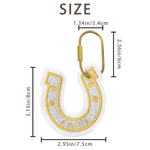 Personalised Embroidered Lucky Horseshoe Glitter U-Shaped Bag Charm with Text Back to School Baby Shower Christmas Gift for Kids Students