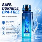 Personalized Soccer Character Silhouette Name Gradient Sports BPA-free Water Bottle with Flip Top Lid Gym Birthday Gift for Kid Teenager Soccer Lover