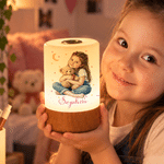 Luce notturna personalizzata in stile acquerello con foto del bambino, stelle, intensità regolabile, telecomando touch e nome; decorazione per la cameretta; regalo di compleanno o per baby shower per 