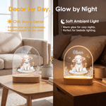 Lampada da notte LED personalizzata con versetto cristiano sull’agnello, base in legno e nome: ideale per la cameretta del bambino, regalo di compleanno per neonati