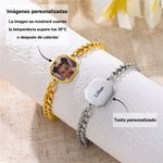 Pulsera personalizada con foto oculta termosensible y texto grabado, regalo de aniversario y cumpleaños para parejas y mejores amigos