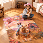 Individuell gestaltete Vintage-Cowgirl-Decke mit Pferdemotiv und Namen – weiche Kuscheldecke für den täglichen Gebrauch, als Geburtstags- oder Weihnachtsgeschenk für Mädchen, Töchter und Pferdeliebhab