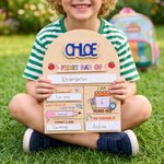Personalised Colourful Double Layer Wooden First and Last Day of School Sign with Name Back to School  Gift for Kindergarten New Student Families