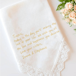 Personalised Handwritten Photo Lace Cotton Wedding Handkerchief Wedding Keepsake Gift for Bride