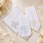 Personalised Handwritten Photo Lace Cotton Wedding Handkerchief Wedding Keepsake Gift for Bride