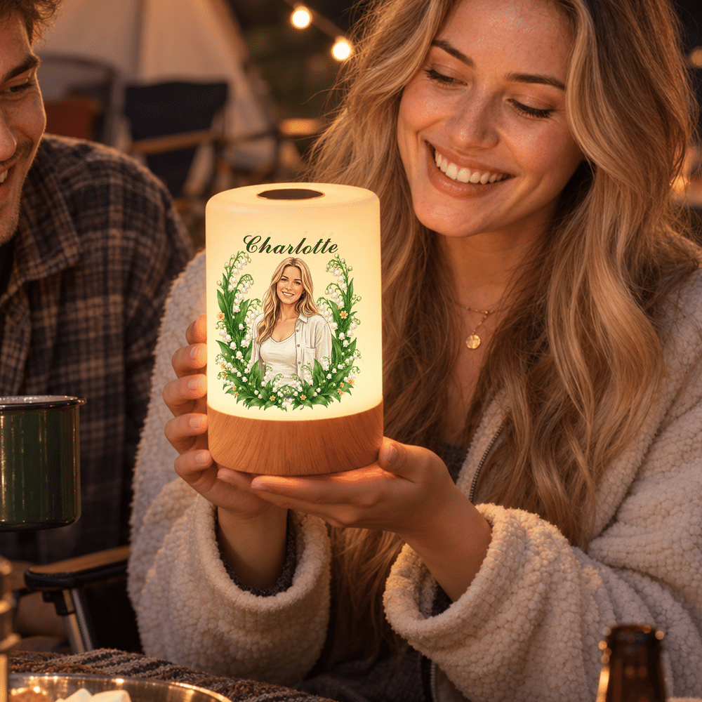 Personalised Birth Flower Aesthetic Portrait Dimmable Touch Control LED Night Light with Name Bedroom Decor Birthday Gift for Book Lover Bookworm 5